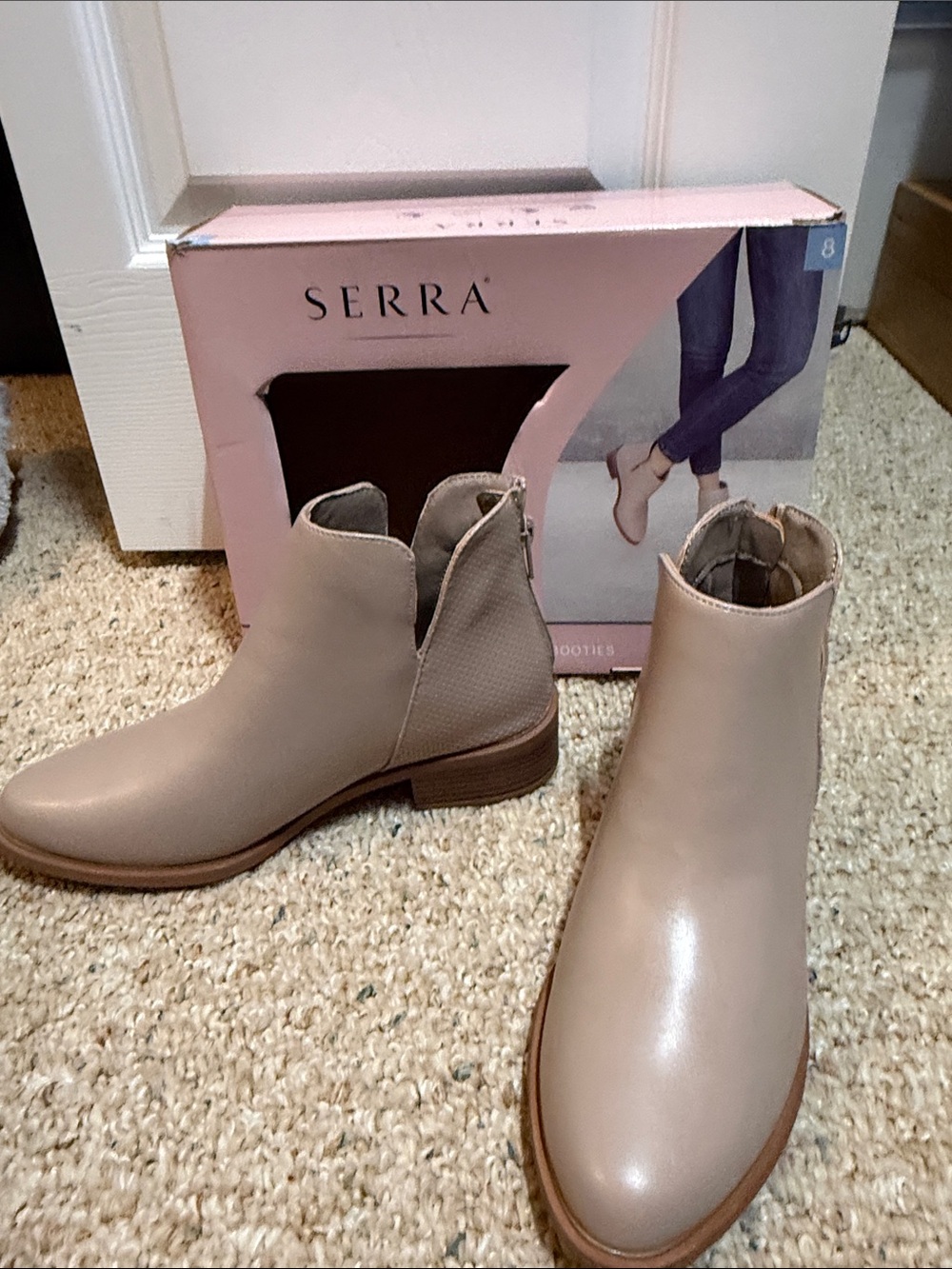 Serra Beige/Tan Ankle Booties with Back Zipper